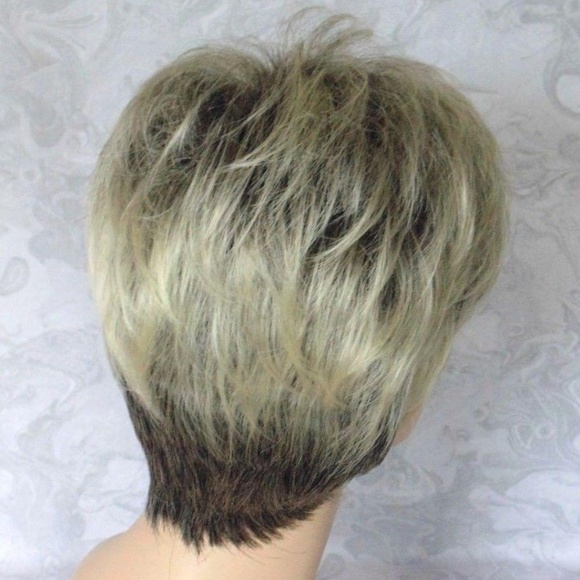 Short Dark Brown Blonde High Heat Resistant Wig main image 5